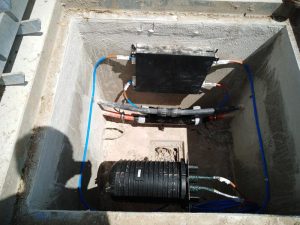 Arqueta DF con multiducto para fibra óptica